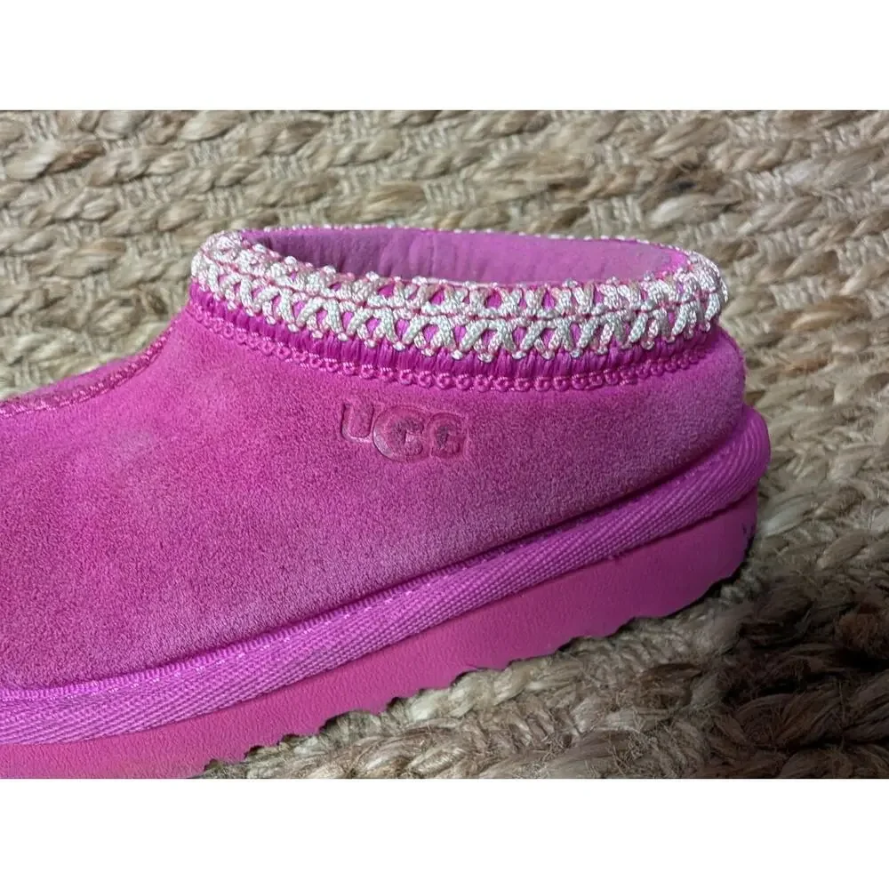 Kids UGG Tasman II Slipper - Pink Bloom Suede Girls Size 8 US Comfort